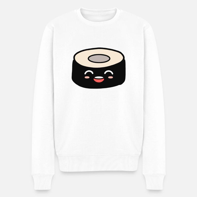 Sushi avec un visage mignon - Pull Premium bio Homme - blanc