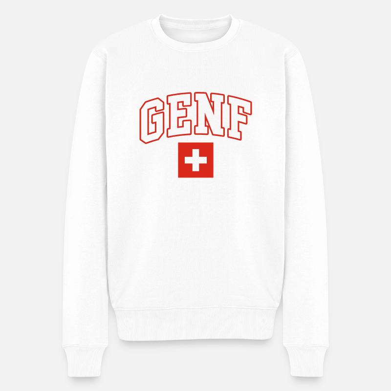 Genf schweiz flagge - Männer Premium Bio Pullover - Weiß
