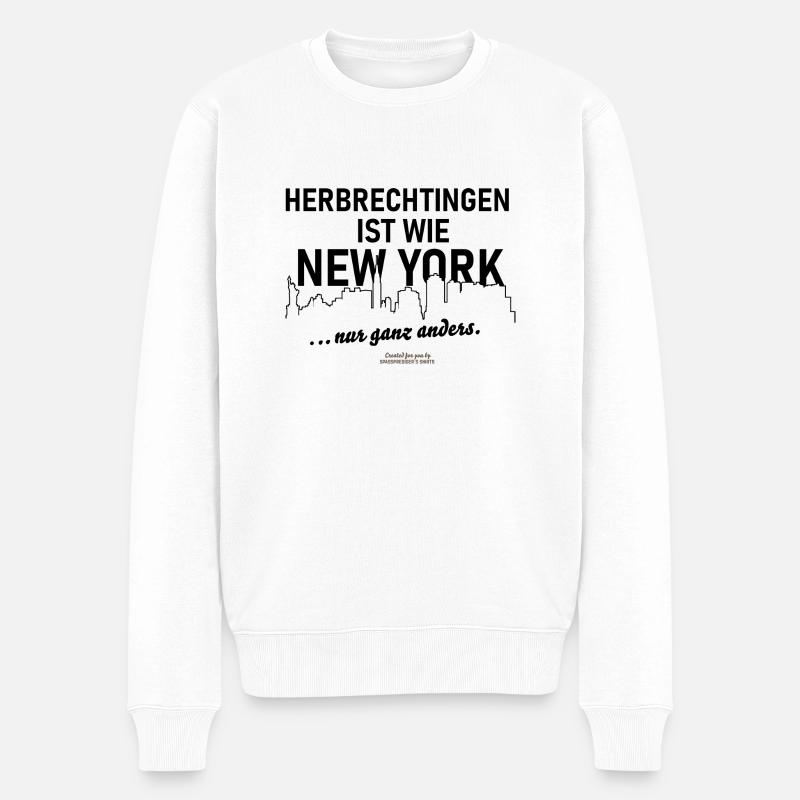 Herbrechtingen ist wie New York - Männer Premium Bio Pullover - Weiß