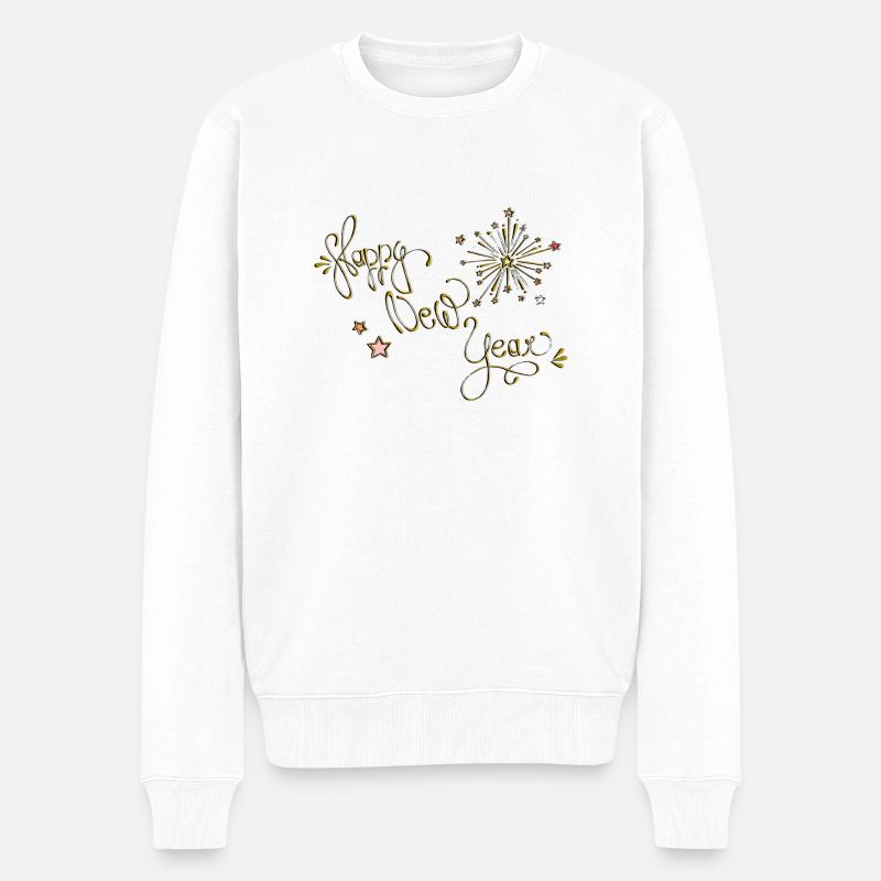 Happy New Year Gold - Männer Premium Bio Pullover - Weiß