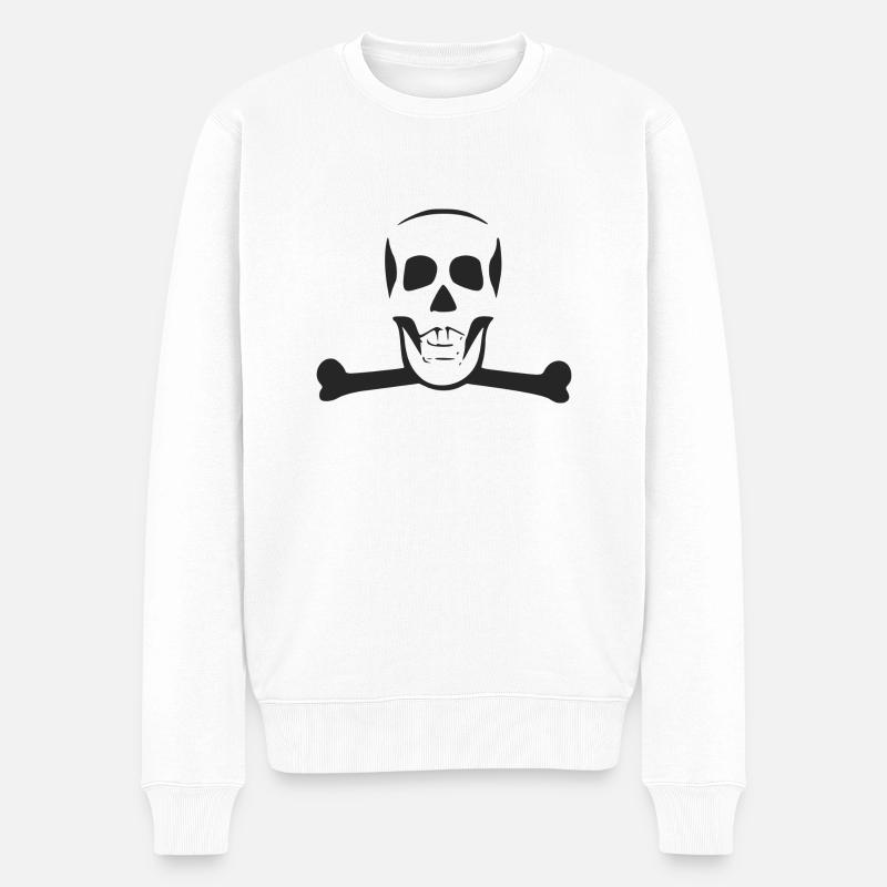 Schädel - Männer Premium Bio Pullover - Weiß