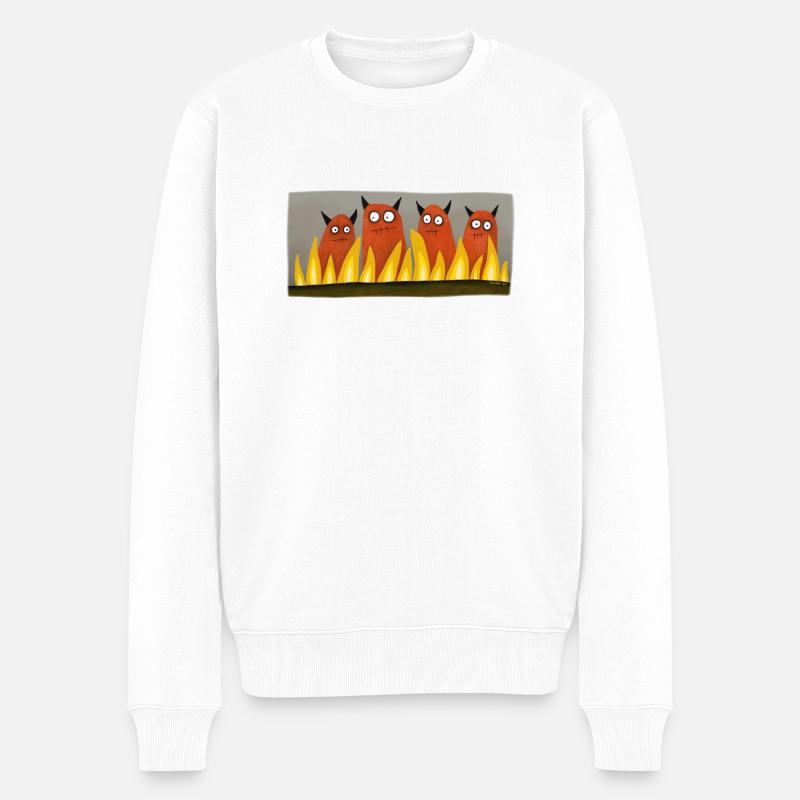 vier Teufel - Männer Premium Bio Pullover - Weiß