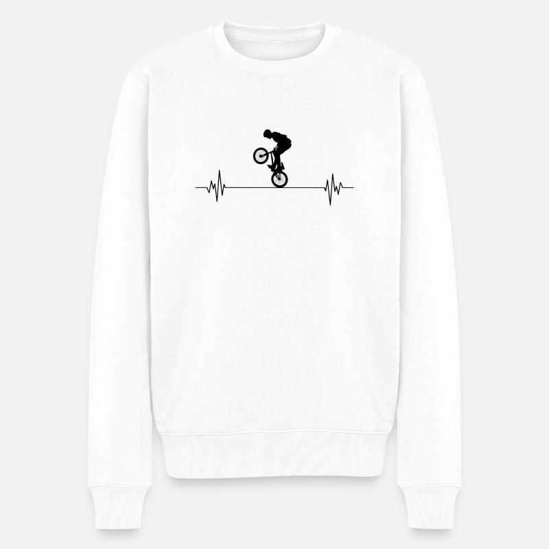 Herzschlag BMX - Männer Premium Bio Pullover - Weiß