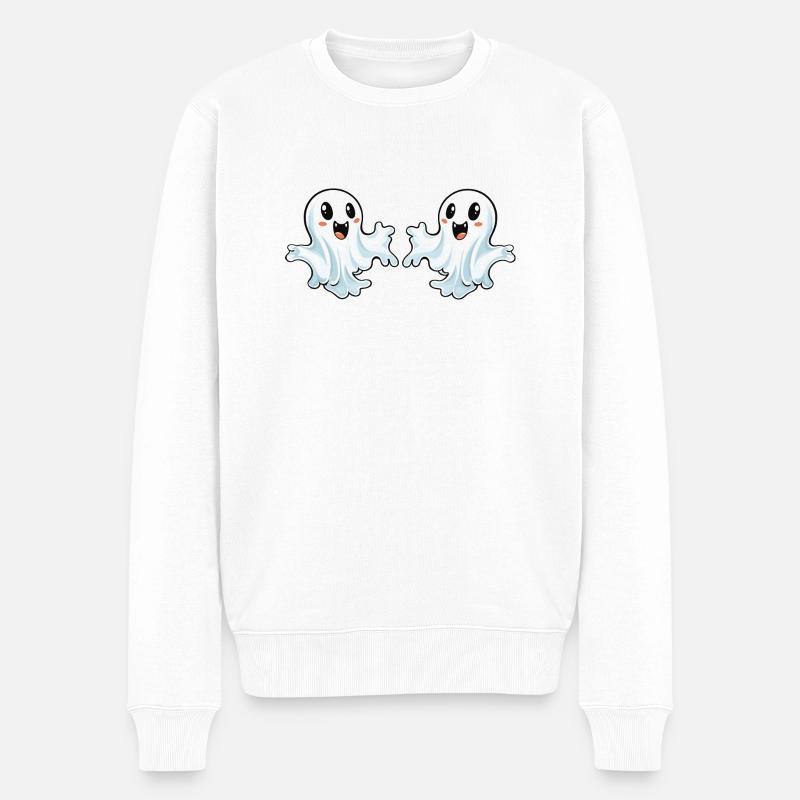 Ghosts Halloween - Männer Premium Bio Pullover - Weiß