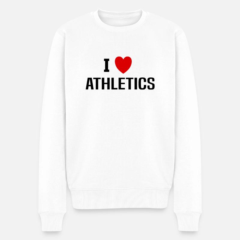 Ich liebe Leichtathletik - Männer Premium Bio Pullover - Weiß