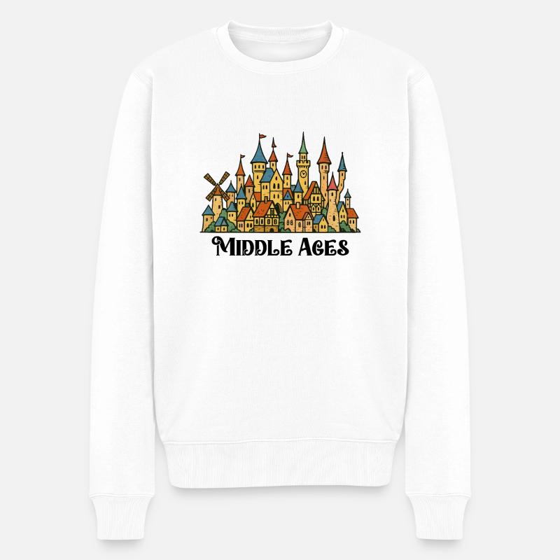 schloss dorf burg - Männer Premium Bio Pullover - Weiß