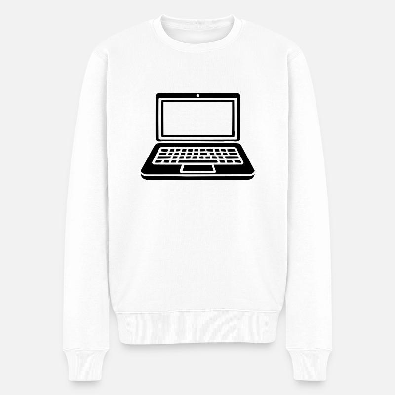 laptop - Männer Premium Bio Pullover - Weiß