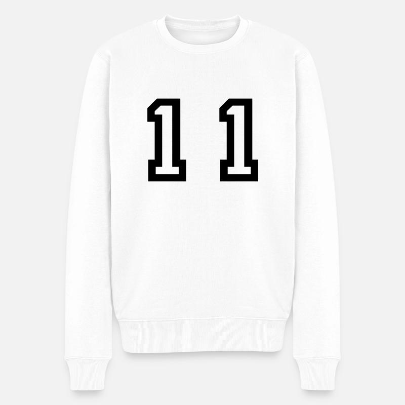 Nummer - 11 - elf - Männer Premium Bio Pullover - Weiß