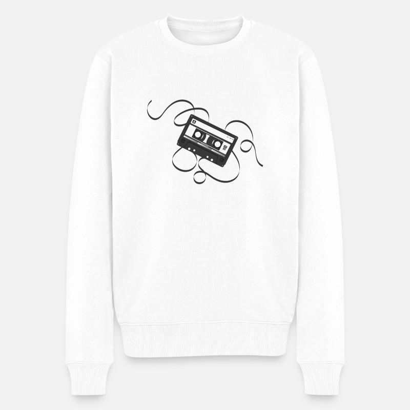 Cassette noire - 80s - Pull Premium bio Homme - blanc