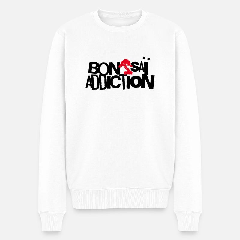Bonsai-Sucht - Männer Premium Bio Pullover - Weiß