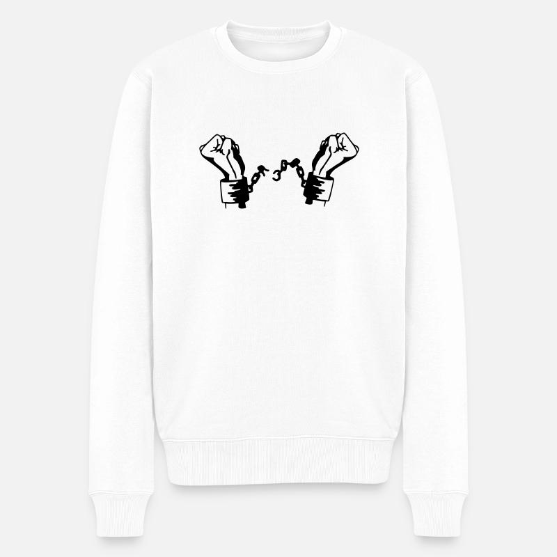Befreiung Handschellen Vektor - Männer Premium Bio Pullover - Weiß