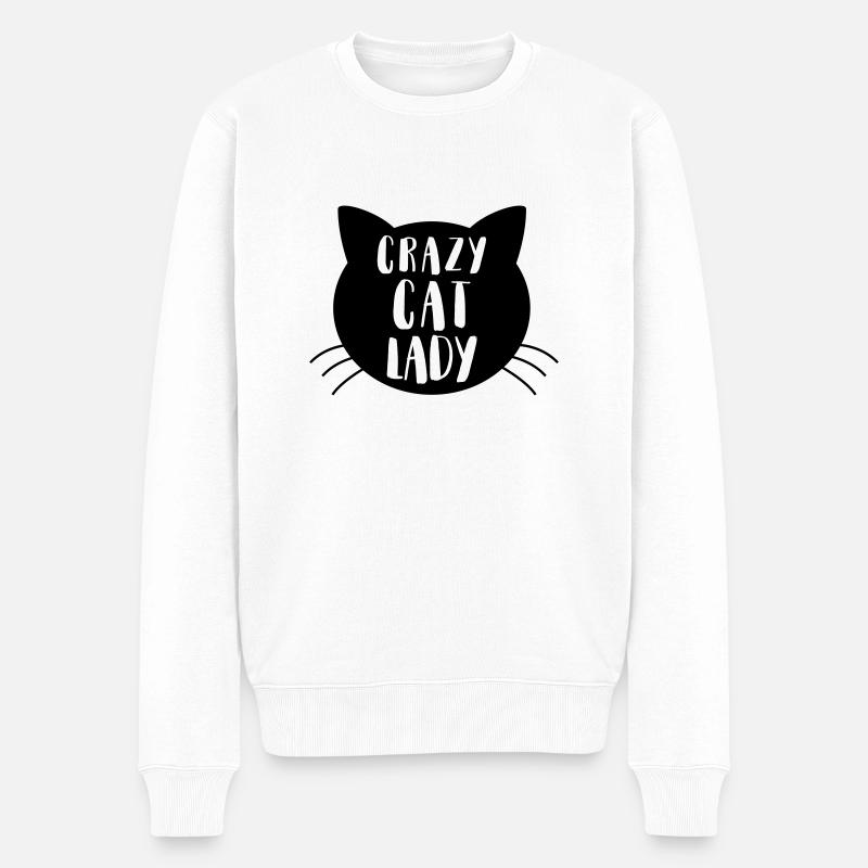 Crazy cat Lady - Pull Premium bio Homme - blanc