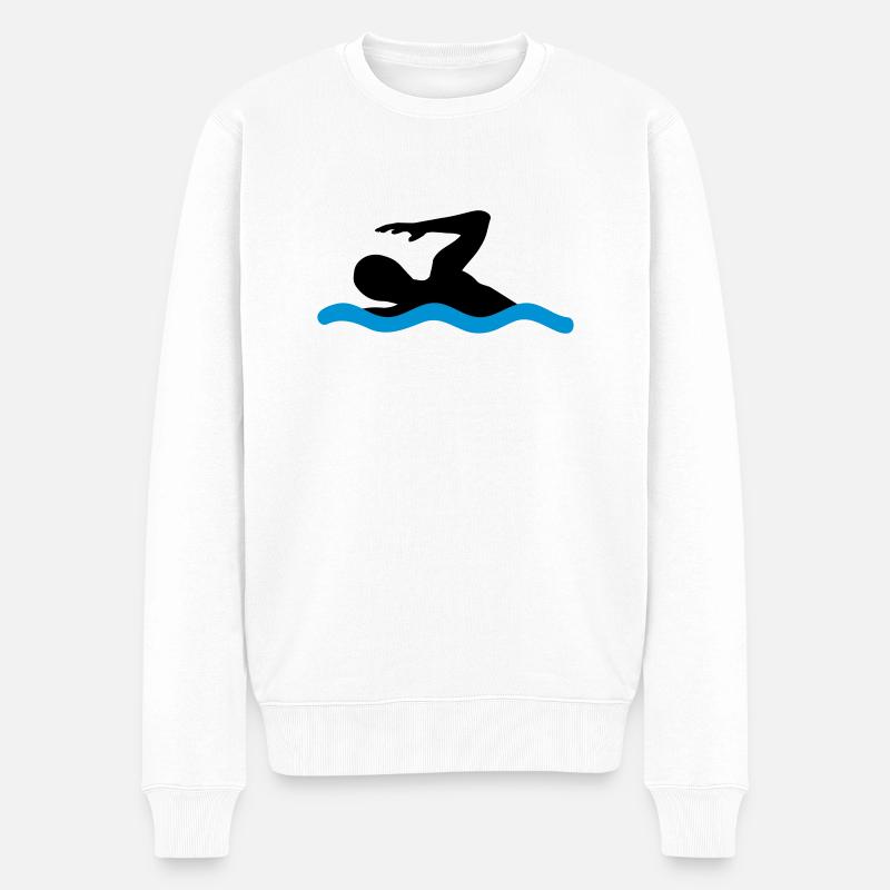 schwimmen - Männer Premium Bio Pullover - Weiß
