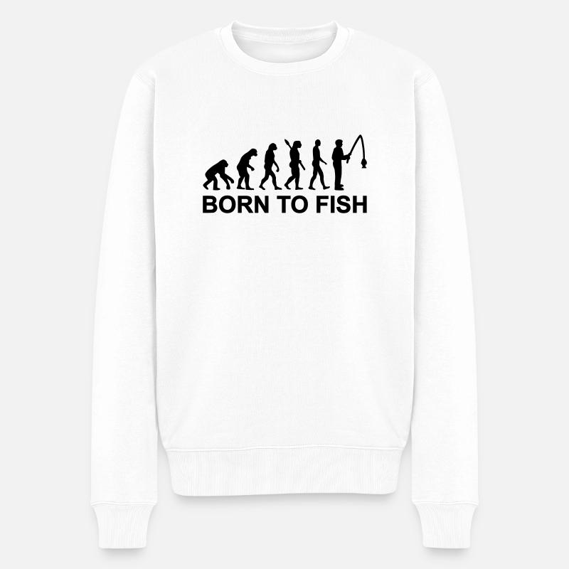 Evolution Angeln - Männer Premium Bio Pullover - Weiß