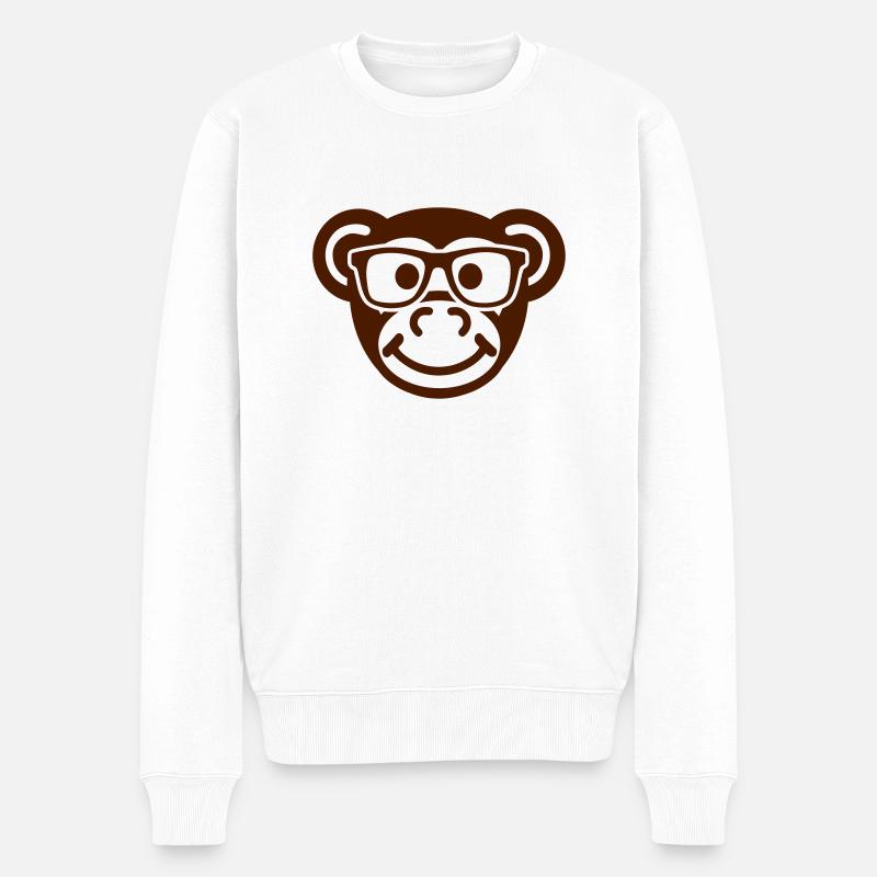 Affe - Männer Premium Bio Pullover - Weiß