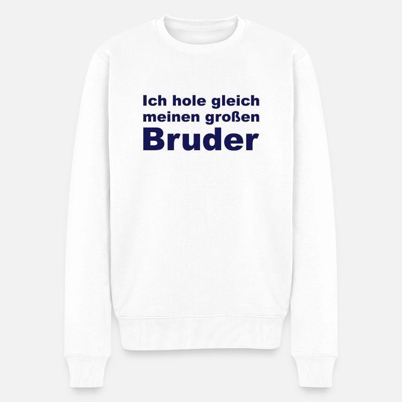 Ich hole meinen Bruder - Männer Premium Bio Pullover - Weiß