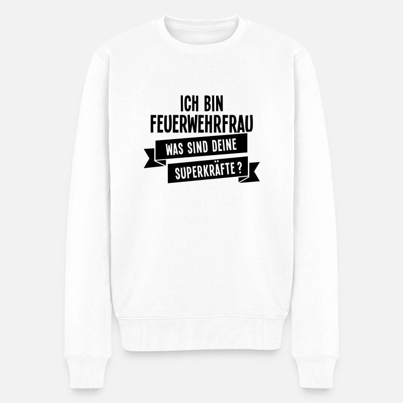 Ich bin Feuerwehrfrau - Männer Premium Bio Pullover - Weiß