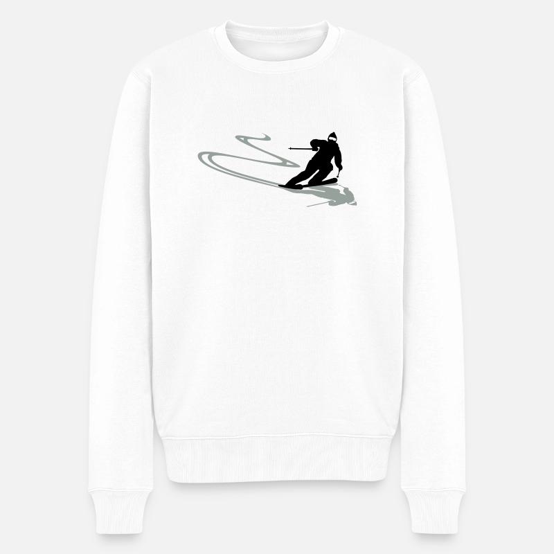 Skifahrer Spur - Männer Premium Bio Pullover - Weiß