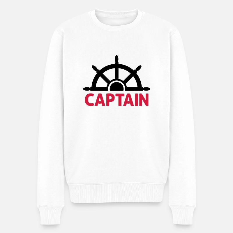 Kapitän - Männer Premium Bio Pullover - Weiß
