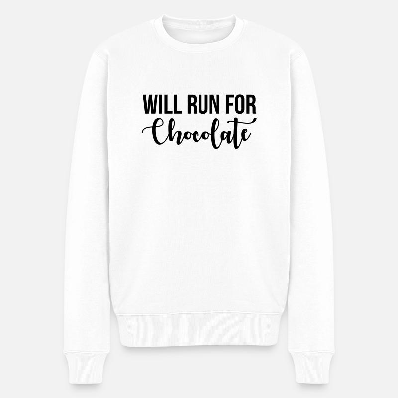 Will run for chocolate - Männer Premium Bio Pullover - Weiß