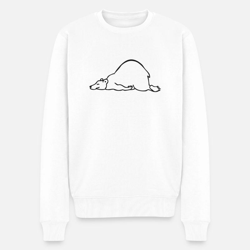 Der faule Paule Sleeping bear Schlafender Bär - Männer Premium Bio Pullover - Weiß
