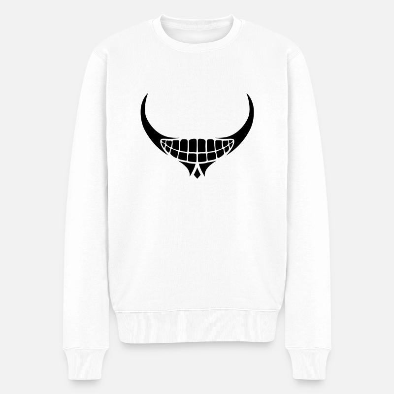 Sourire démoniaque de la bouche - Pull Premium bio Homme - blanc