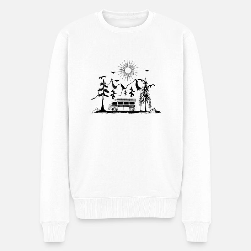 Camping Caravane Camping Camping - Pull Premium bio Homme - blanc