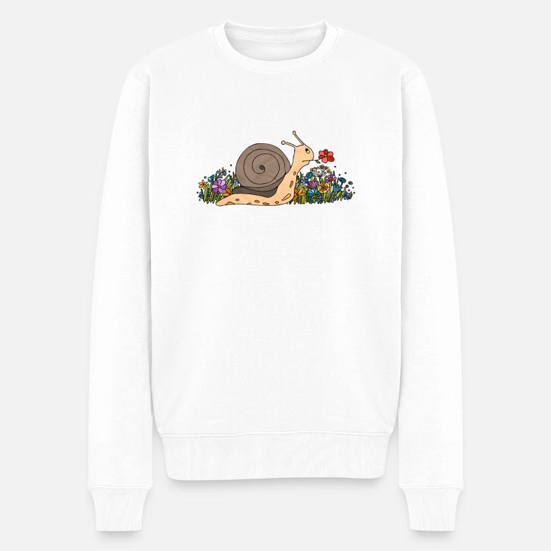 Schnecke - Männer Premium Bio Pullover - Weiß