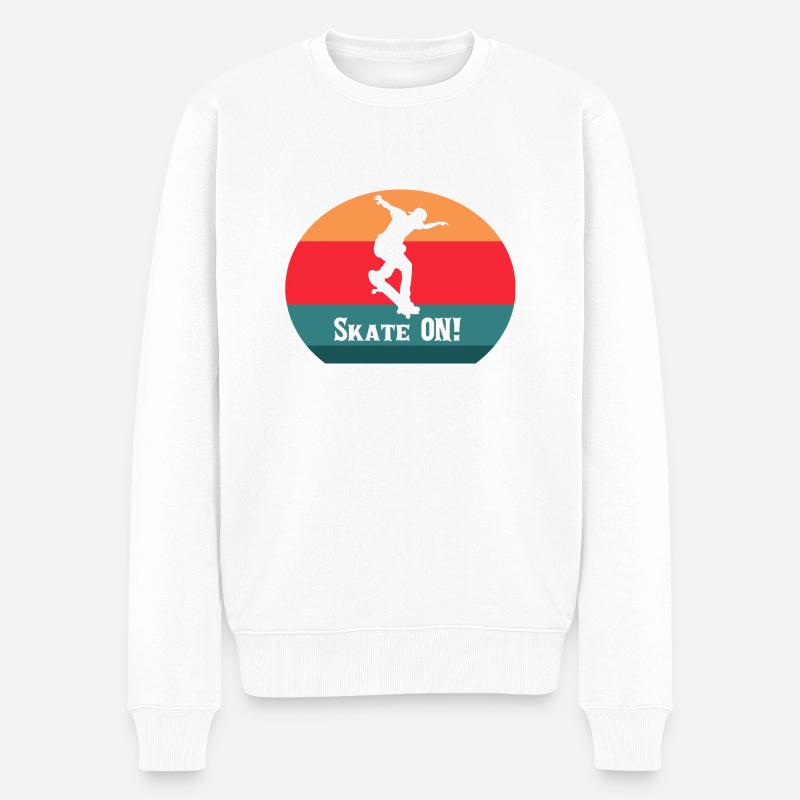 skate on skateboard - Männer Premium Bio Pullover - Weiß