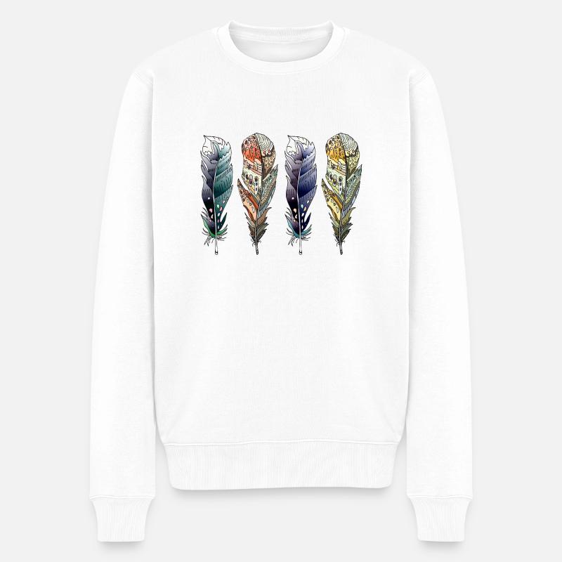 Feder - Männer Premium Bio Pullover - Weiß