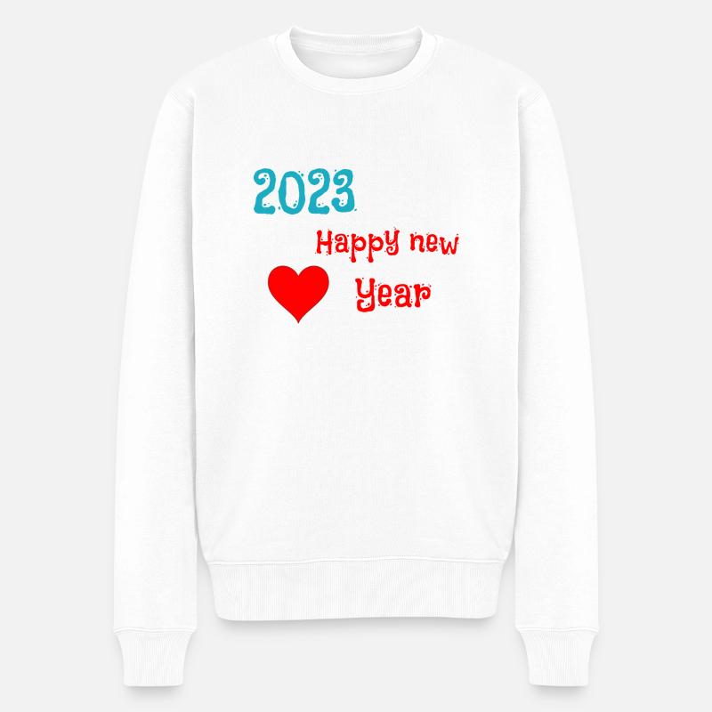 2023 Happy new year - Männer Premium Bio Pullover - Weiß