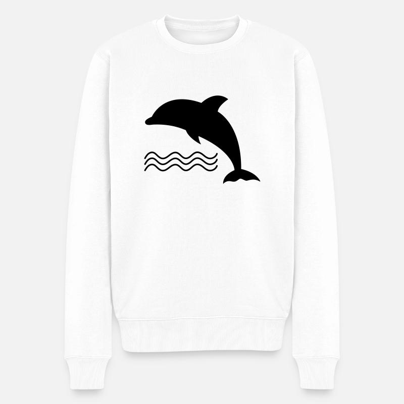 Delfin im Wasser als Vektor - Männer Premium Bio Pullover - Weiß