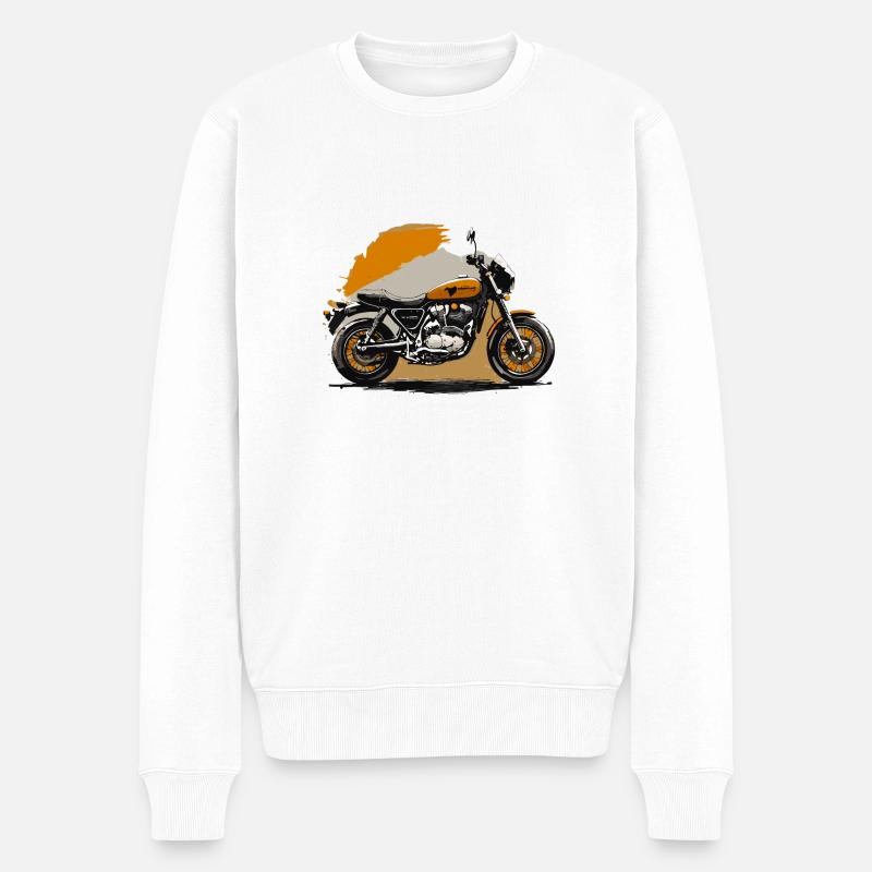 Retro-Motorrad - Männer Premium Bio Pullover - Weiß