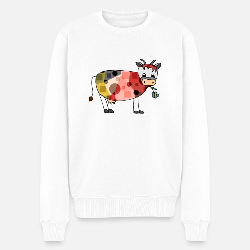 Kuh - Männer Premium Bio Pullover - Weiß