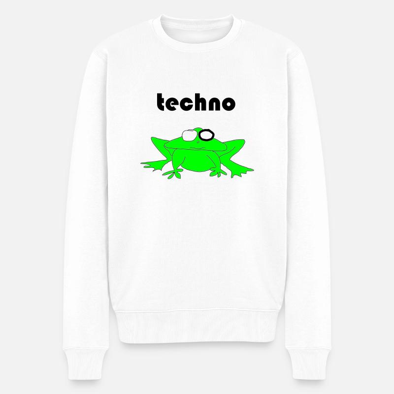 techno frosch - Männer Premium Bio Pullover - Weiß