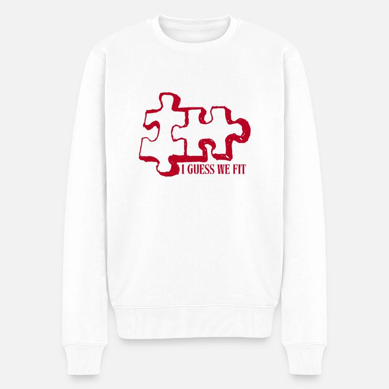 Puzzlestücke - Männer Premium Bio Pullover - Weiß