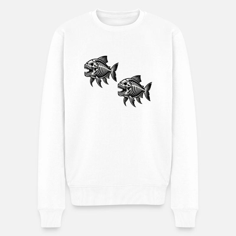 skelett piranha 2 - Männer Premium Bio Pullover - Weiß