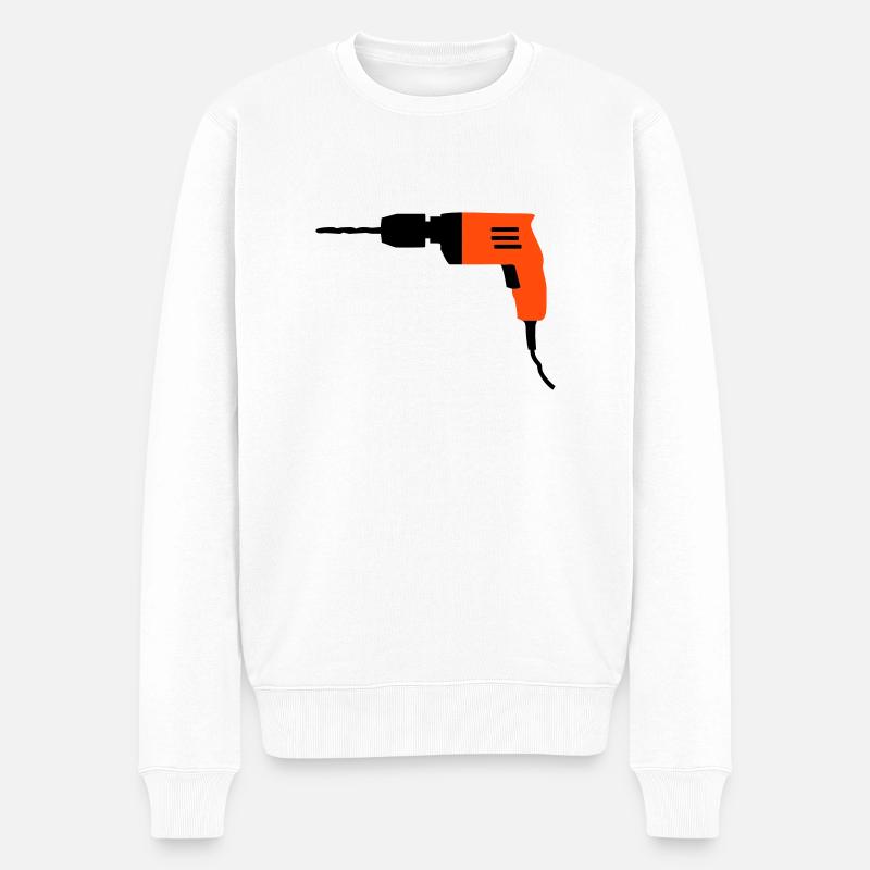 Bohrmaschine - Männer Premium Bio Pullover - Weiß