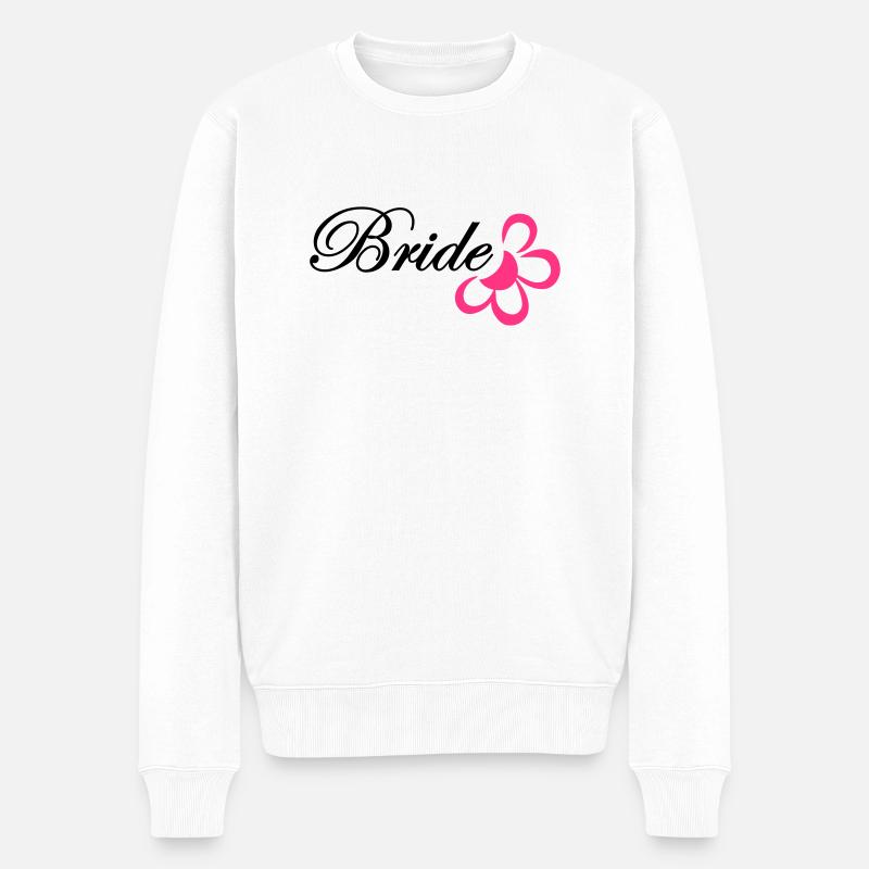 bride with flower - Männer Premium Bio Pullover - Weiß