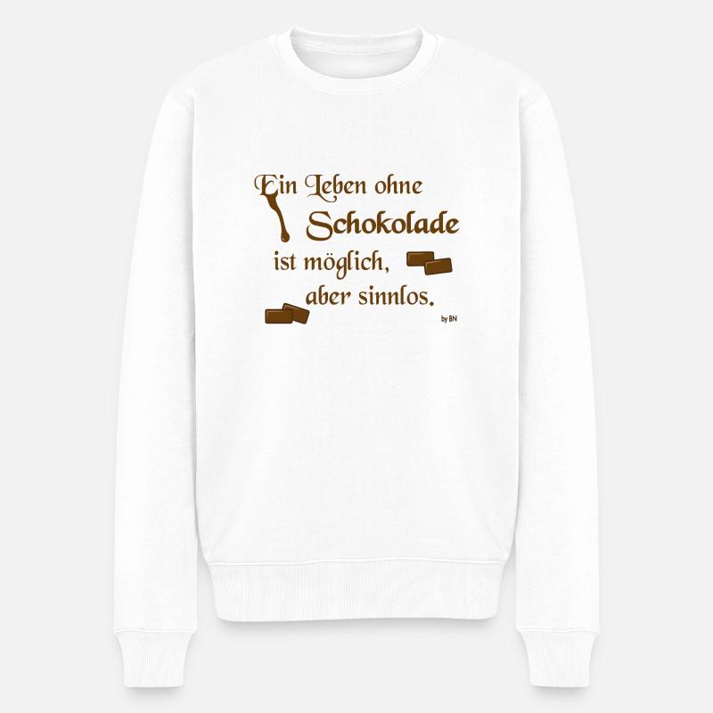 ein leben ohne schokolade - Männer Premium Bio Pullover - Weiß