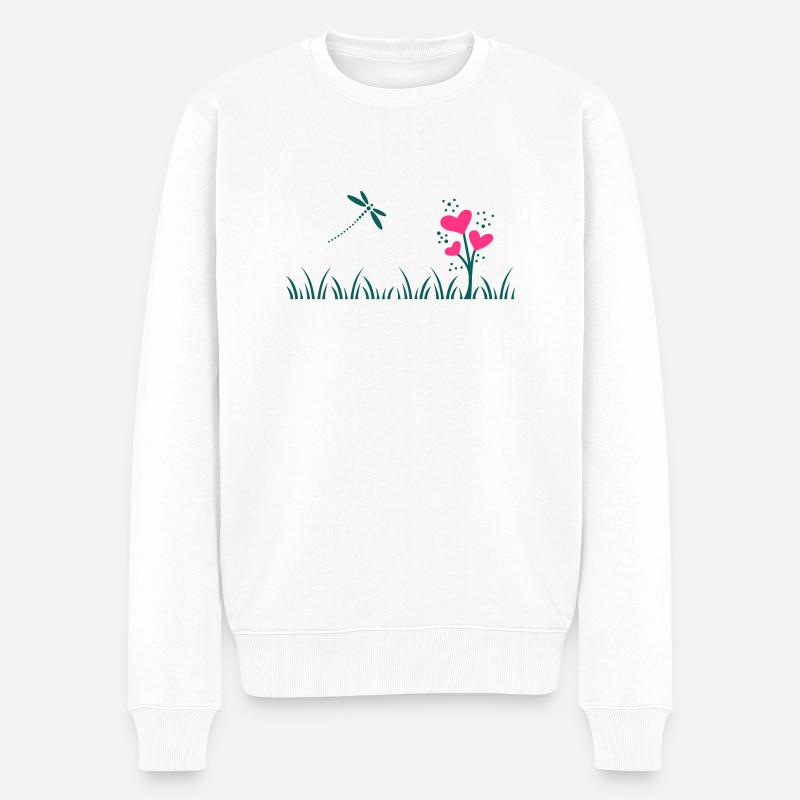 Herzblumen Wiese - Männer Premium Bio Pullover - Weiß