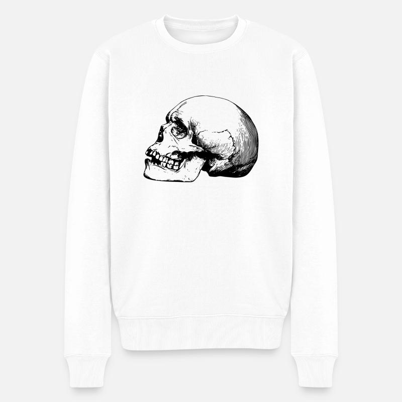 Totenkopf - Männer Premium Bio Pullover - Weiß