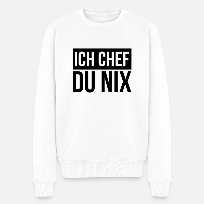 Ich Chef du Nix - Männer Premium Bio Pullover - Weiß
