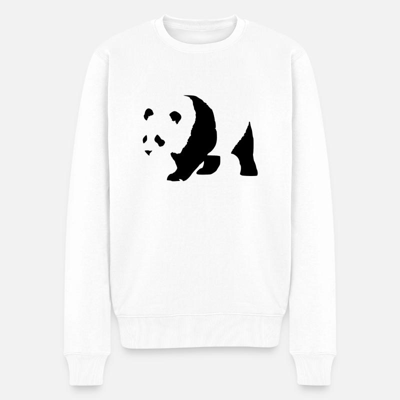 panda - Männer Premium Bio Pullover - Weiß