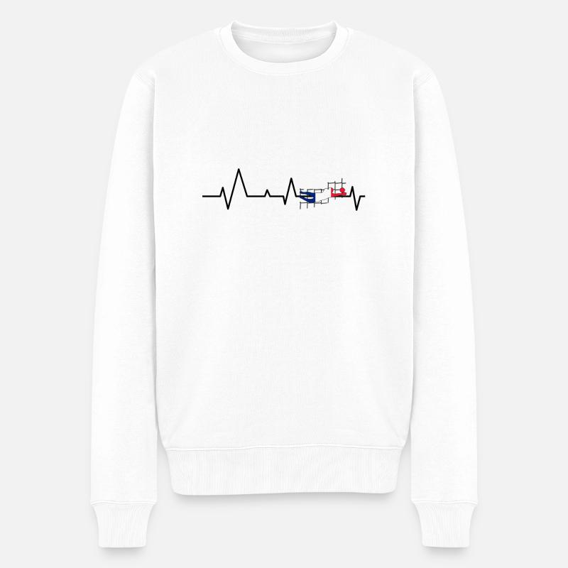 Torwart Herzschlag - Männer Premium Bio Pullover - Weiß