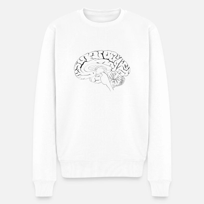 Gehirn - Männer Premium Bio Pullover - Weiß