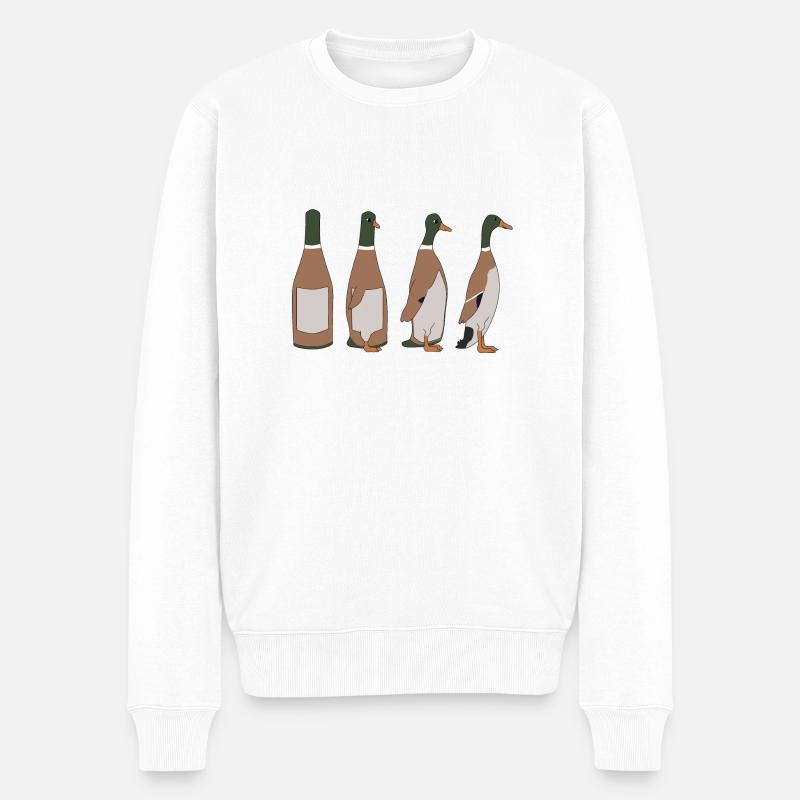 Flaschenenten groß - Männer Premium Bio Pullover - Weiß