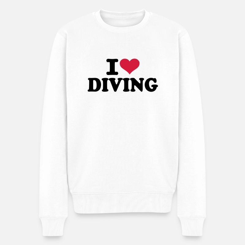I love Diving - Pull Premium bio Homme - blanc