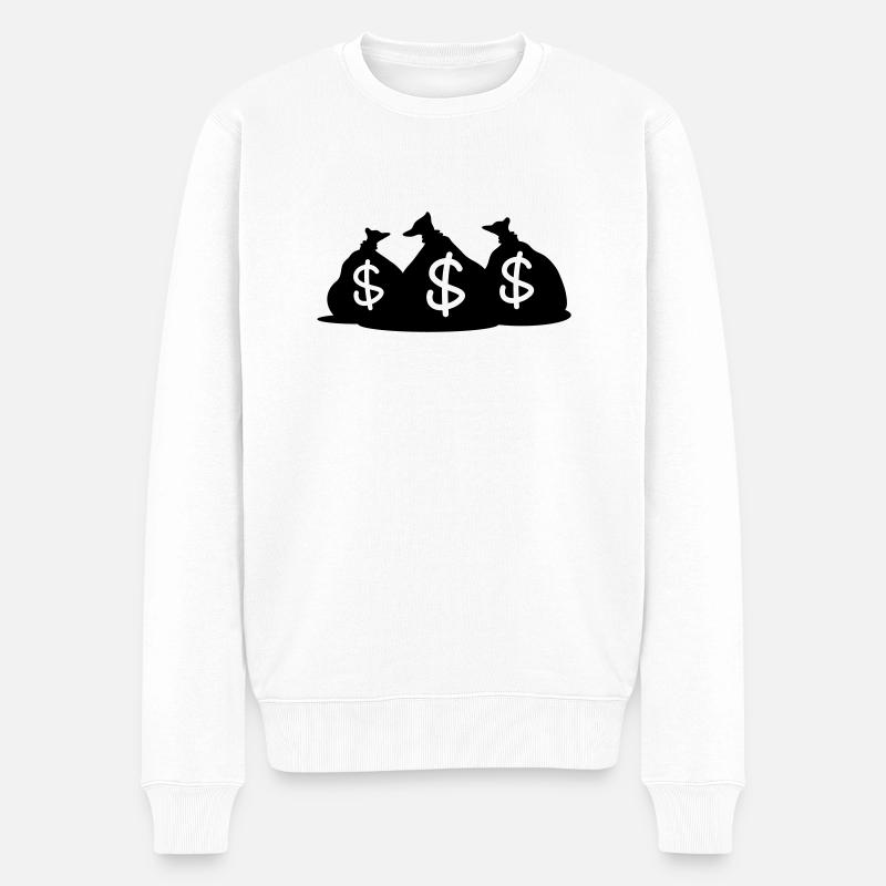 money_bag_1_f1 - Männer Premium Bio Pullover - Weiß