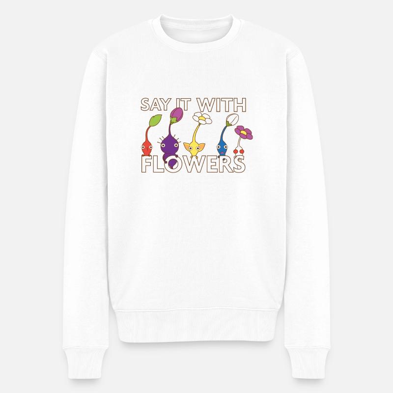 Dis le avec des fleurs - Pull Premium bio Homme - blanc